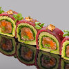 Фото к позиции меню Ролл сашими с тунцом Еллоуфин, лососем и авокадо