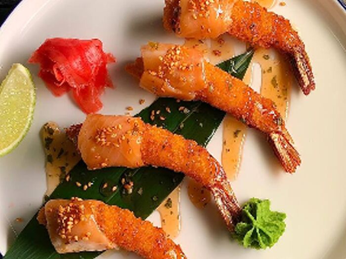 Креветка темпура с лососем