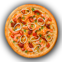 Пицца с морепродуктами и сливочным соусом
