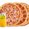 Фото к позиции меню 3 пиццы Мужская, Сочная курочка, Пепперони - Пицца Трио