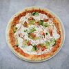 Фото к позиции меню Пицца с креветками в икорном соусе на тонком тесте
