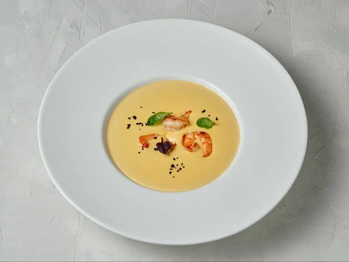 Сырный крем-суп с креветками