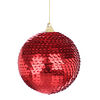 Фото к позиции меню Сноу бум подвеска шар с пайетками, красный цвет, пластик, 8см, арт.2