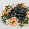 Фото к позиции меню Чёрные спагетти с креветками