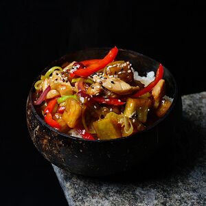 Wok курица с баклажанами