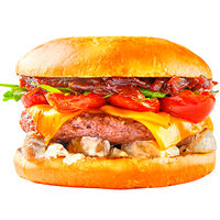Чизбургер с мраморной телятиной и грибным соусом (king size)