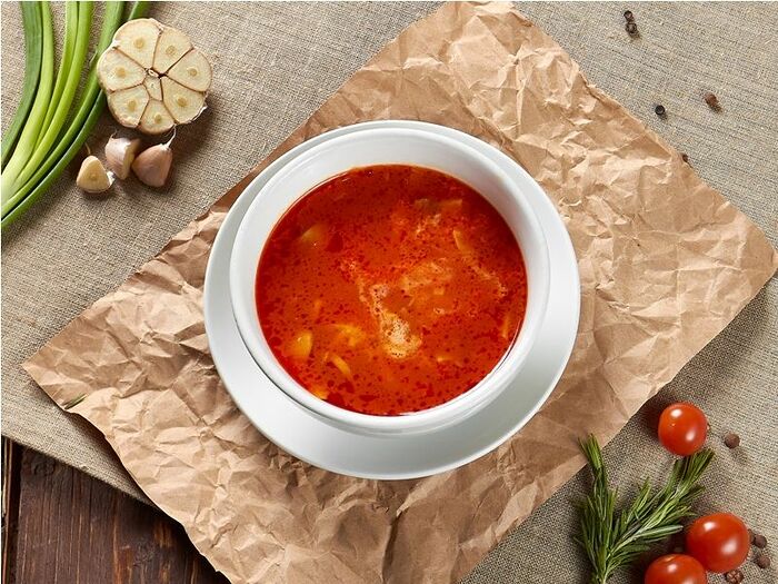 Суп из томатов с морепродуктами