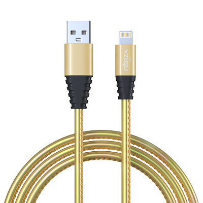 Forza кабель для зарядки перламутр ip, 1м, 2а, кожаная оплётка, 3 цвета, пакет