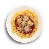 Спагетти с польпетте из цыпленка в соусе Арабьятта