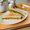 Фото к позиции меню Сэндвич с малосольной форелью и творожным сыром