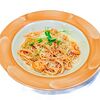 Фото к позиции меню Спагетти с креветками и кальмарами в томатном соусе