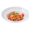 Фото к позиции меню Паста Феттучини с телятиной в сливочно-томатном соусе