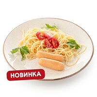 Спагетти с куриными мини-сосисками