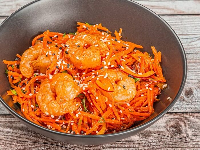 Морковь по-корейски с креветками