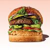 Фото к позиции меню Вега бургер с растительной котлетой Hi, хрустящими баклажанами и соусом ранч