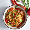Фото к позиции меню Спагетти с креветками в томатном соусе