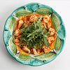 Фото к позиции меню Спагетти с креветками, рукколой в томатном соусе