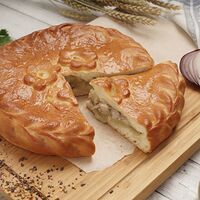 Пирог с картофелем, курицей и сыром открытый