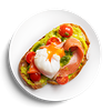 Фото к позиции меню Авокадо тост с лососем и яйцом пашот