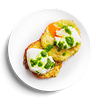 Фото к позиции меню Кабачковые оладьи с яйцами пашот
