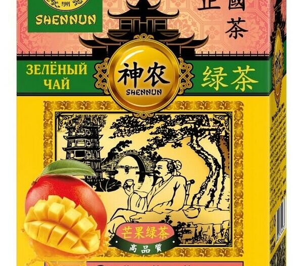 Чай с манго китайский зеленый крупнолистовой Shennun 100г