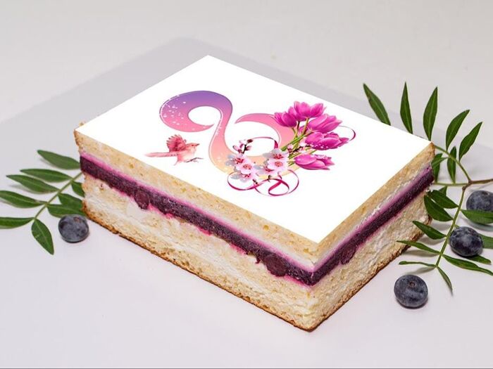 Торт-открытка Восьмерка с тюльпанами 8 марта