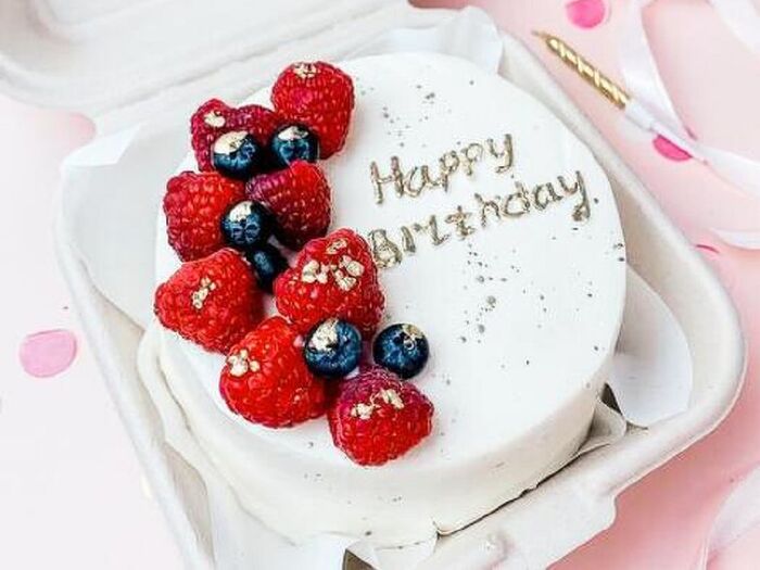Бенто-торт Happy birthday с малинкой (любая надпись на торте)