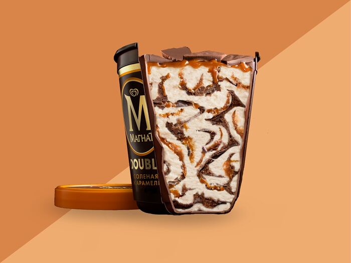 Магнат Double мороженое соленая карамель с крупными кусочками молочного шоколада