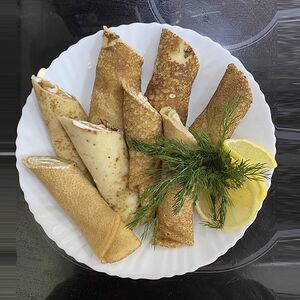 Блины с семгой и сыром