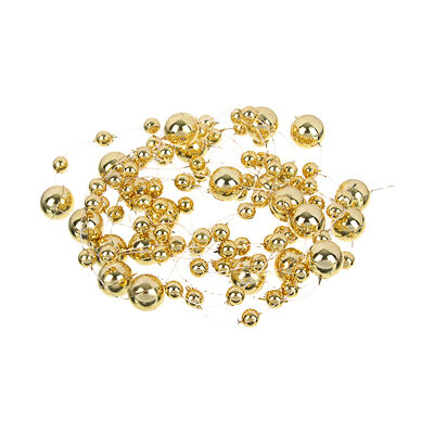 Сноу бум бусы декоративные, шары разных диаметров, 200см, пластик, цвет золотой (а01)