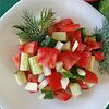 Фото к позиции меню Салат из свежих огурцов и помидоров с растительным маслом