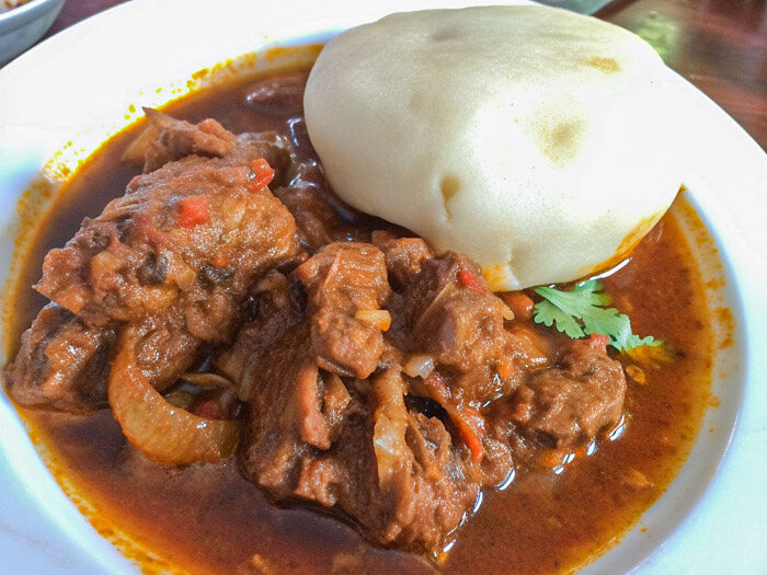 Nshima with mutton