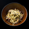 Фото к позиции меню Спагетти с томленой говядиной и грибами