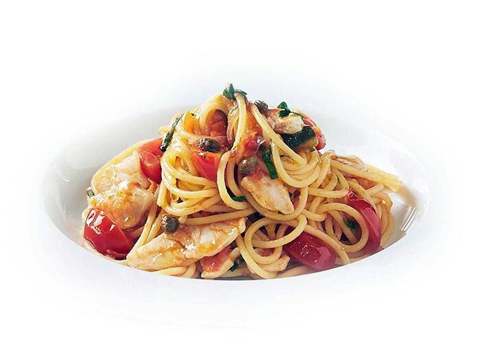 Спагетти с охотничьими колбасками